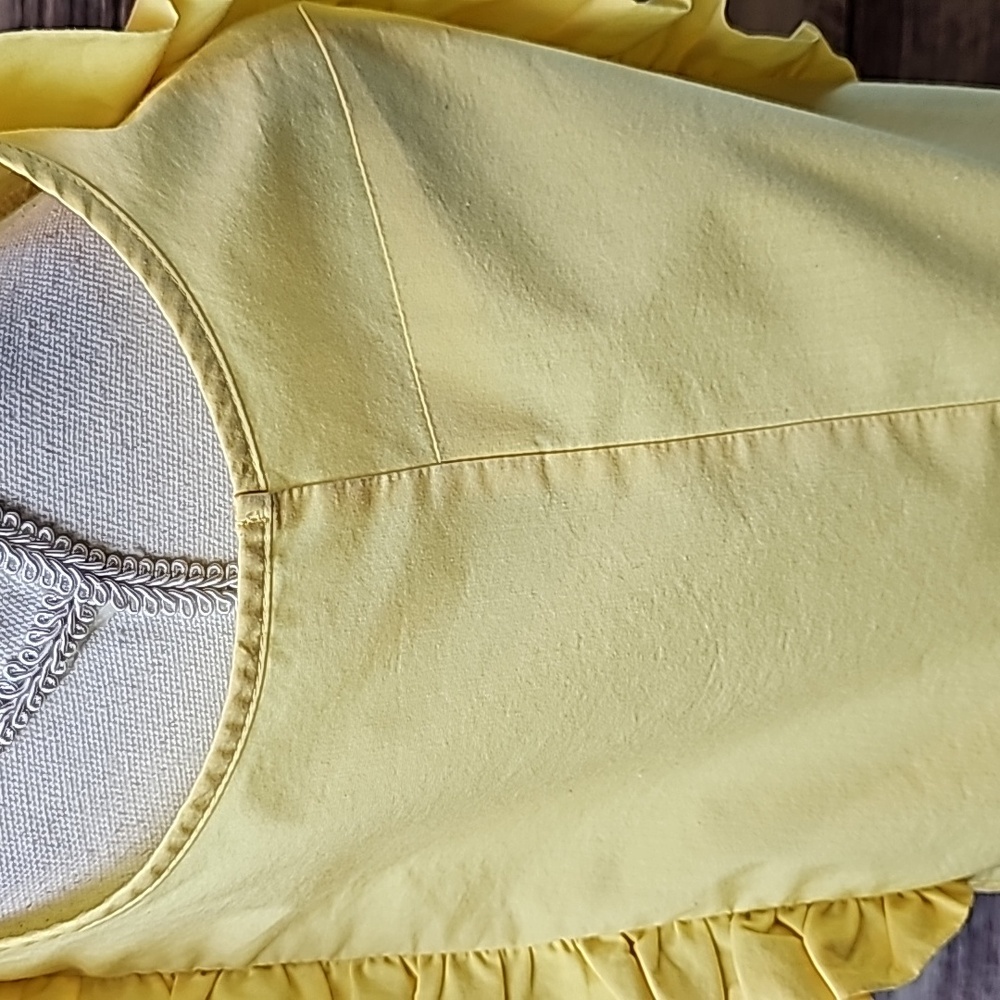 NEW MICHAEL KORS YELLOW SLEEVELESS RUFFLE FRONT PULLOVER BLOUSE TOP - Picture 9 of 14